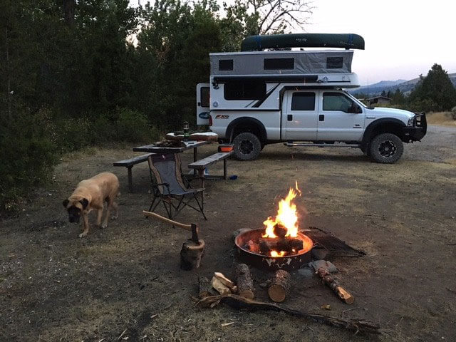 Pop-Up Camper on White Pickup Truck